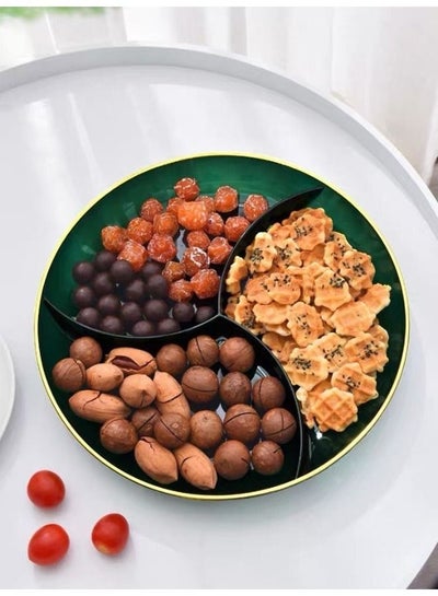 Buy Three-section acrylic breakfast plate Fruit salad Separate plate for dessert and snacks in Egypt