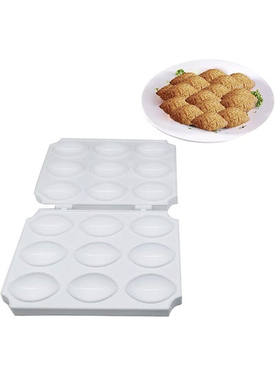 Buy Meatball Mold Kibbeh Press Mold Maker Durable DIY Plastic Manual Meatloaf Maker Press Tool, Kitchen Cooking Tools for Making Fried Kibbeh (9 Grids, White) in Saudi Arabia