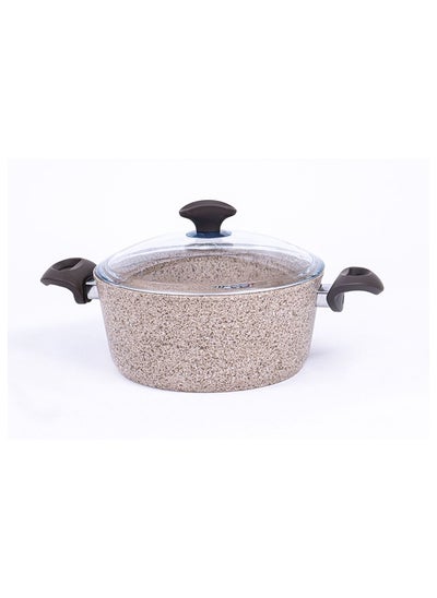 Buy Falez Premium Granite Deep Casserole Y 4 Mm 24 Cm 24X24X24 Cm Cream in UAE