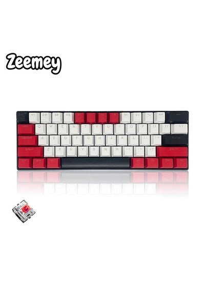 Buy 61 Keys RGB Gaming Keyboard 60% Mini Wired Waterproof With Anti-ghosting Keyboard and Three-color Keycaps With Red Switch for Gamers(White, red and black) in Saudi Arabia