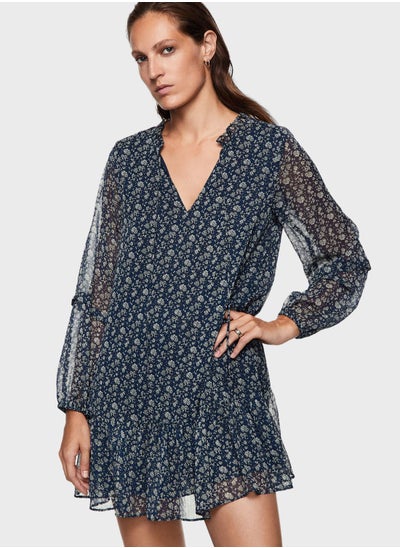 Buy Printed Mesh Puff Sleeve Dress in Saudi Arabia