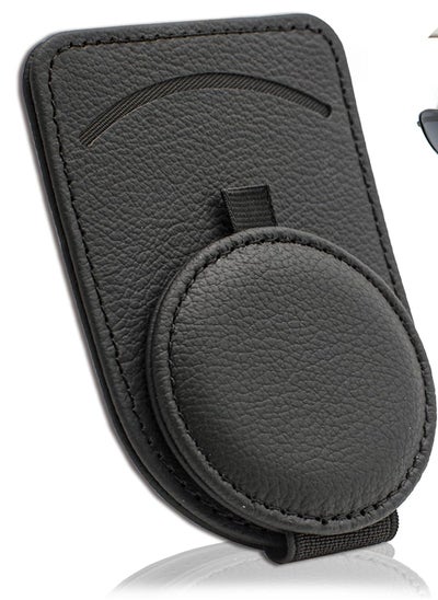 Buy Magnet Adsorbed Leather Sunglass Holder for Car Visor(Black) in Saudi Arabia