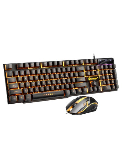 Buy LimeG GTX300 Retro Gaming Keyboard Mouse Combo USBGTX300 black Orange GTX300 black Orange in Saudi Arabia