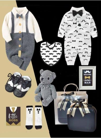 Buy New Born Gift Set Baby Boy with Jumpsuit (9 in 1) in UAE