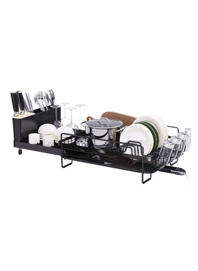 Buy Tycom Dish Rack  Expandable Drying Stand Dish Rack- Dish Rack Kitchen Organizer -Dish Rack With Tableware Cutting Board Rack, Dish Rack Drainer Board Rack, 1-Tier(Expandable BLACK） in UAE