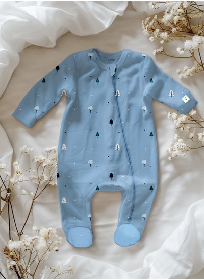 Buy LUAY Unisex 100% Bamboo based Ultra-Soft fabric Romper with Digital Print-Powder Blue in UAE