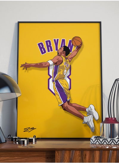 Buy Kobe Bryant Los Angeles Lakers NBA Basketball Poster with Frame 30x40cm in UAE