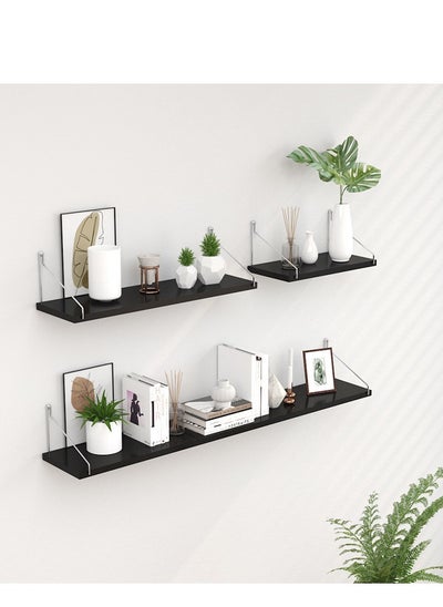 اشتري 3-Piece Home Book Shelves Set Floating Shelves for Wall Hanging Wood Shelf Wooden Shelves with Metal Brackets Hanging Shelf Wall Organizers for Home White Color Free Installation Tool في السعودية