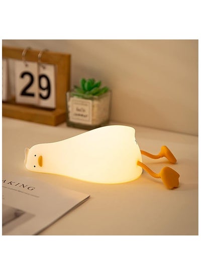 Buy Lying Flat Duck Night Light, LED Squishy Duck Lamp, Cute Light Up Duck, Silicone Dimmable Nursery Nightlight, Rechargeable Bedside Touch Lamp, Finn The Duck. in UAE