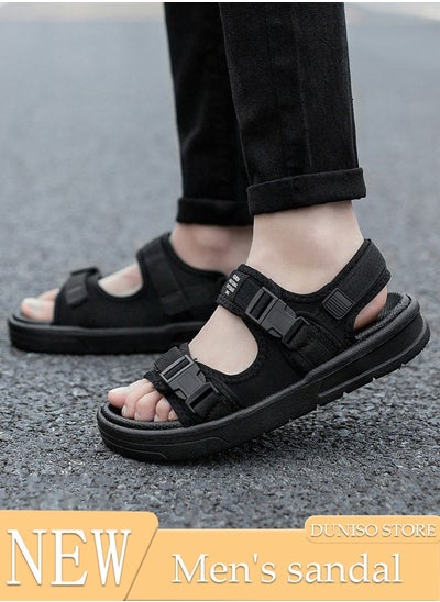 اشتري Men's Sandals Lightweight Slide Sandal with Non-slip Soles Thick Sole Beach Sandal Open Toe Breathable Slip-on Sandal House Flat Sandal for Indoor and Outdoor في السعودية