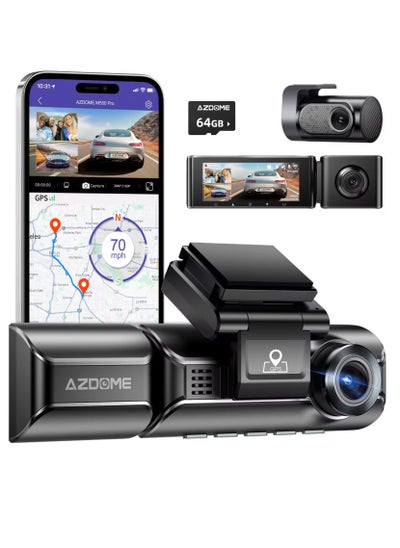 Buy 4K Dash Cam, 3 Cameras, Front, Back and Interior Dash Cam with WiFi and Super Night Vision GPS Smart Emergency Recording 24-Hour Parking Monitoring, Smart Incident Sensor, Driving Route Finder in Saudi Arabia