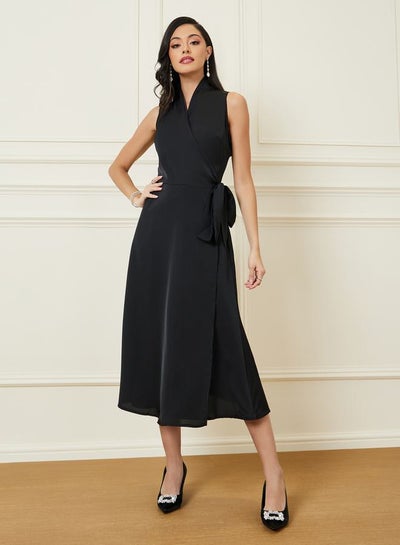 Buy Sleeveless Wrap Around Midi Dress in Saudi Arabia