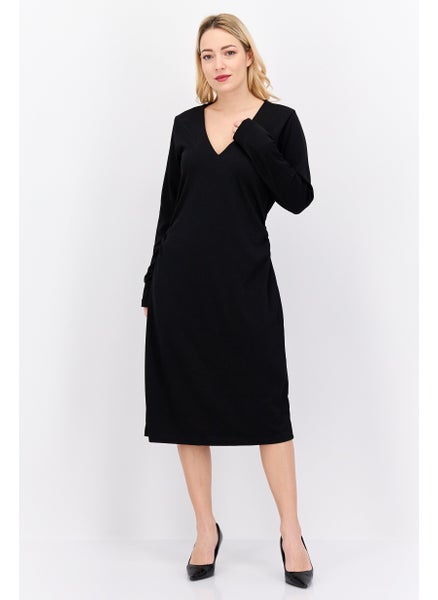 اشتري Women Plain Midi Dress, Black في الامارات