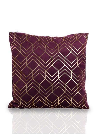 Buy Knife Edge Printed Cushion Cover -Purple, Polyester, 45 X 45 Cms, 1-Piece in UAE