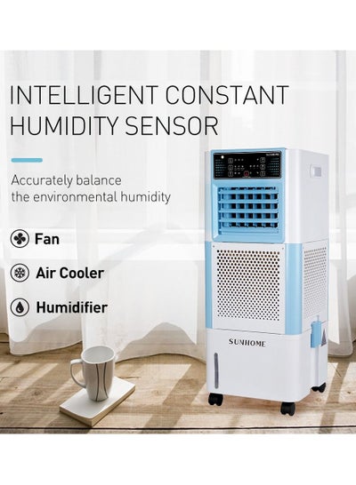 Buy 3-in-1 Multifunctional Air Cooler Humidifier Fan With Remote Control 18L 90W in Saudi Arabia