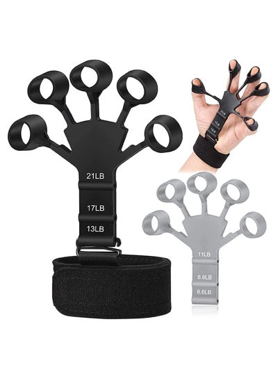 Buy Adjustable finger and wrist grip exercise tool and finger extender, 2 pieces, light and heavy in Egypt