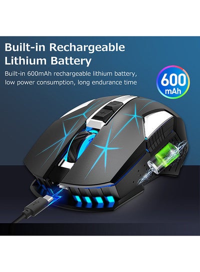 Buy T300 2.4G Wireless Mouse Ergonomic Mouse 3 Adjustable DPI Colorful Breathing Light Built-in 600mAh Lithium Battery White in Saudi Arabia