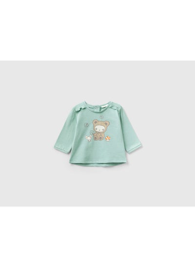 Buy Animal Patterned T-Shirt with Frill Shoulders in UAE