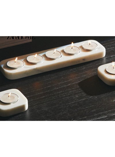 Buy Elegance Candle Holder White 27x7x2Cm in UAE