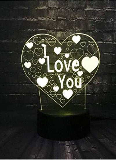 اشتري Multicolor Night Light Holiday Gift Multicolor Night Light Romantic Proposal I Love You Love Heart 3D LED Lights Atmospheric Colorful Flashlight Light في الامارات