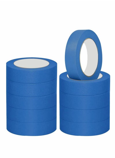 Buy 10 Rolls Blue Masking Tape for Painting and Decorating, 25mm Wide, 20m Long, Ideal for Professional and DIY Use, Multi-Surface Crafting and Body Spraying in UAE