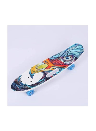 اشتري SportQ 65cm Full Premium Skateboard with Carrying Handles and Colorful LED Light Up Wheels for Kids Girls Boys Teens Beginners في مصر