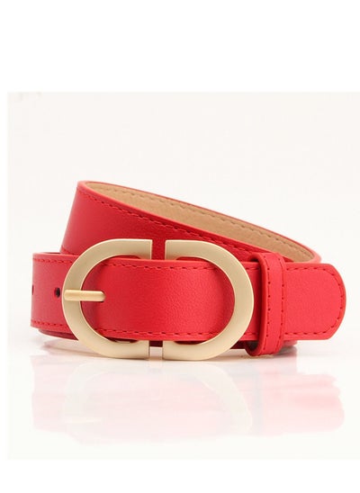 Buy Ladies With A Jacket Simple Waist PU Leather Belt 105cm Red in UAE