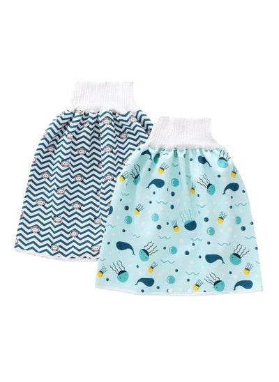 اشتري 2 Pack Baby Diaper Skirt,Washable Waterproof Toddler Potty Training Skirt Cotton Toilet Training Nappy Skirt for Baby Boys Girls(L Size) في الامارات