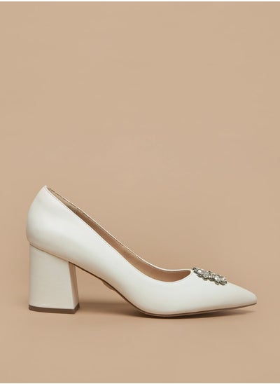 Buy Women's Embellished Slip-On Pumps with Block-Heels in UAE