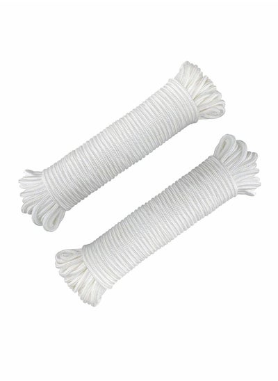 اشتري Nylon Poly Rope Flag Pole Polypropylene Clothes Line Camping Utility Good for Tie Pull Swing Climb Knot (10 M Length, 10 mm Width, 2Pcs White) في السعودية