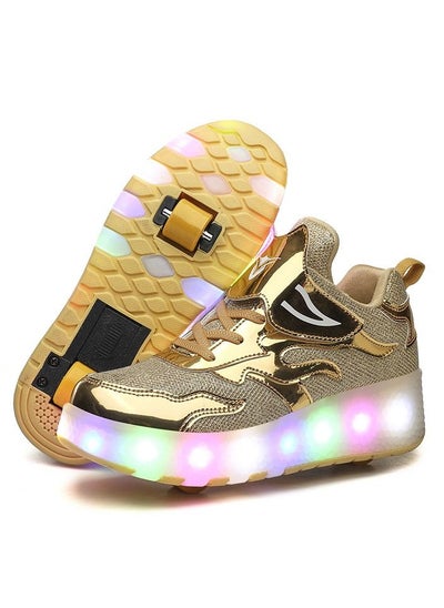 اشتري New Double Wheel Skate Shoe Luminous Pulley Shoes في الامارات