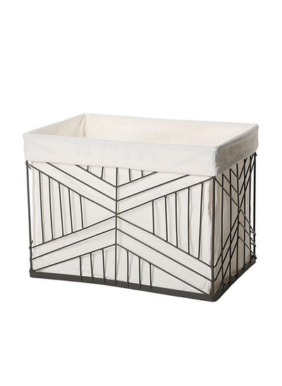 Buy Spruce Metal Hamper With Liner, Black & White - 16 cm in UAE