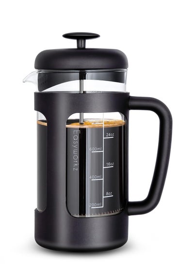 Buy French Press 1000ml Coffee Tea Maker with Borosilicate Glass,Non-slip Soft Grip Handle in UAE