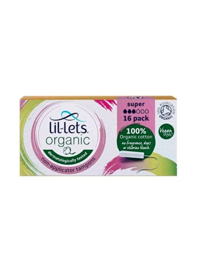 Buy Lil-Lets Organic Non-Applicator Super White 16 Tampons in UAE