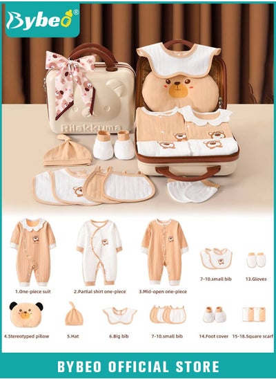 Buy 20PCS Newborn Baby Gifts Set, Newborns Layette Gift for Girl Boys, Infant Essential Clothes Accessories, Premium Cotton Babies' Pant and Top Sets, with Beautifully Suitcase and Prints in UAE