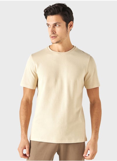 Buy Textured Crew Neck T-Shirt in Saudi Arabia