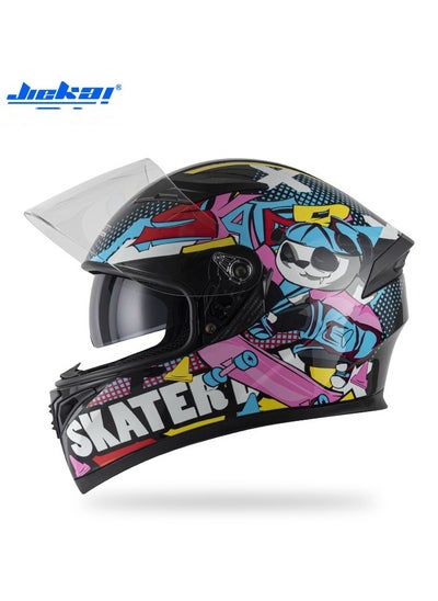 Buy New Double Mirror Helmet Semi Full Cover Four Seasons Motorcycle Helmet in Saudi Arabia