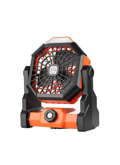 Buy Multifunctional Camping Fan Outdoor Tent Fan Table Fan with LED Light 7800mAh X3 Black Orange in Saudi Arabia