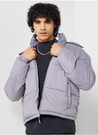 Buy Padded Puffer Jacket With Hood Detail in UAE