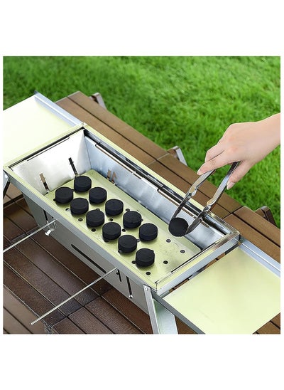 Buy Stainless Steel Portable Charcoal Grill, 3-Height Adjustable Foldable BBQ Grill with Carry Bag, Ideal for Camping, Picnic, Hiking, and Outdoor Cooking in Saudi Arabia