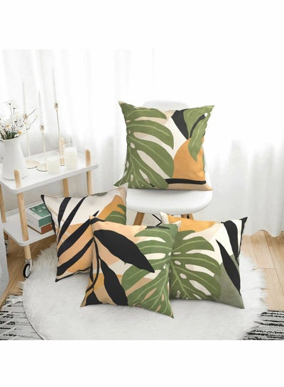 اشتري Throw Pillow Case, Boho Throw Pillow Covers Set of 4, 18x18 Inch Double Sided Print Abstract Geometric Leaves Pillow Cover, Square Cushion Case for Sofa Couch Chair Farmhouse Home Decor في السعودية