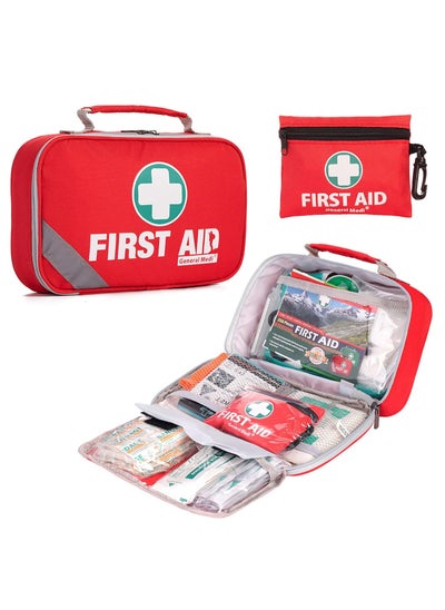 Buy General Medi 2-in-1 First Aid Kit (215 Piece Set) + 43 Piece Mini First Aid Kit -Includes Eyewash, Ice(Cold) Pack, Moleskin Pad and Emergency Blanket for Travel, Home, Office, Car, Workplace in UAE