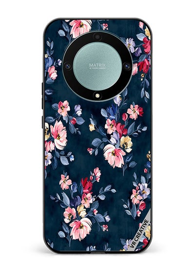 Buy Protective Case Cover For Honor X9a A Navy Floral Print With Brightly Coloured Pink And Yellow Flowers On It Design Multicolour in UAE