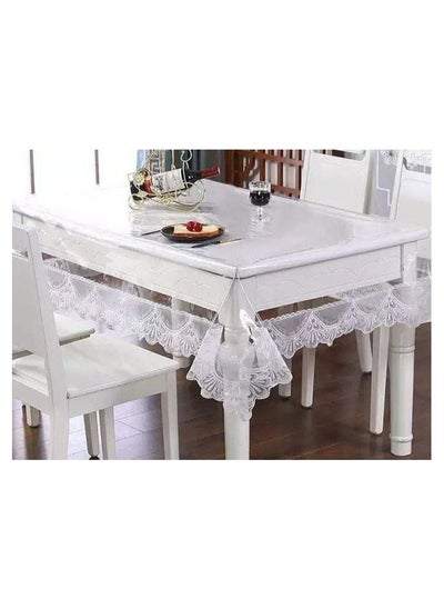 اشتري Transparent Lace Tablecloth – Elegant and Durable Faux Leather Design for Dining Tables في مصر