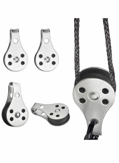 Buy Pulley Block, 4 Pcs Single Pulley Block,Stainless Steel Pulley Wire Rope Controller Silver Pulley Block in UAE