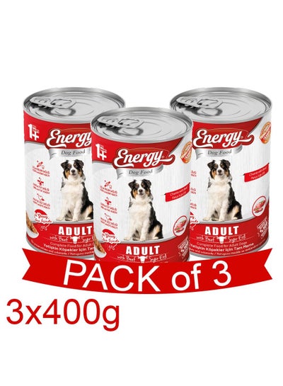 Buy ENERGY Adult Wet Dog Food with Beef - 3 Cans in UAE