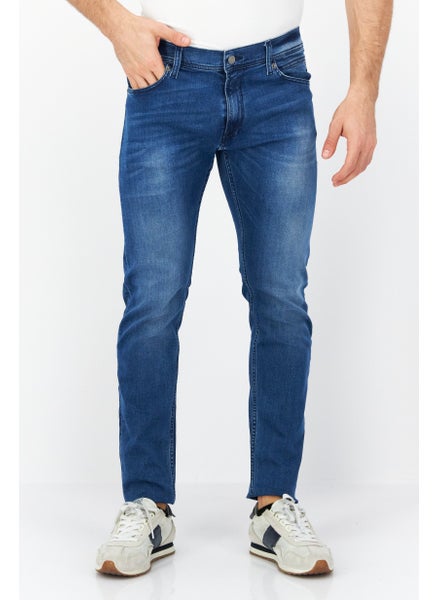 Buy Men Skinny Fit Stretchable Washed Denim Jeans, Blue in UAE