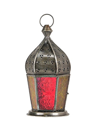 اشتري HilalFul Arabian Antique Red & Blue Glass Decorative Candle Holder Lantern | For Home Décor in Eid, Ramadan, Wedding | Living Room, Bedroom, Indoor, Outdoor Decoration | Islamic Themed | Moroccan في السعودية