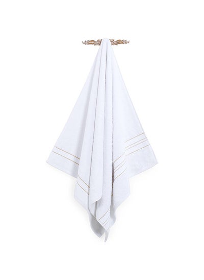 Buy Medley Bath Towel, White & Gold - 500 GSM, 70x140 cm in UAE