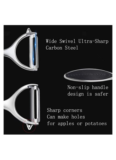 Buy Vegetable Fruit Peeler for Kitchen Premium Stainless Steel Y Shape Swivel Peelers for Veggie, Potatoes, Carrot, Fruit, with Ergonomic Non-Slip Handle, Good Grip & Durable Premium in UAE